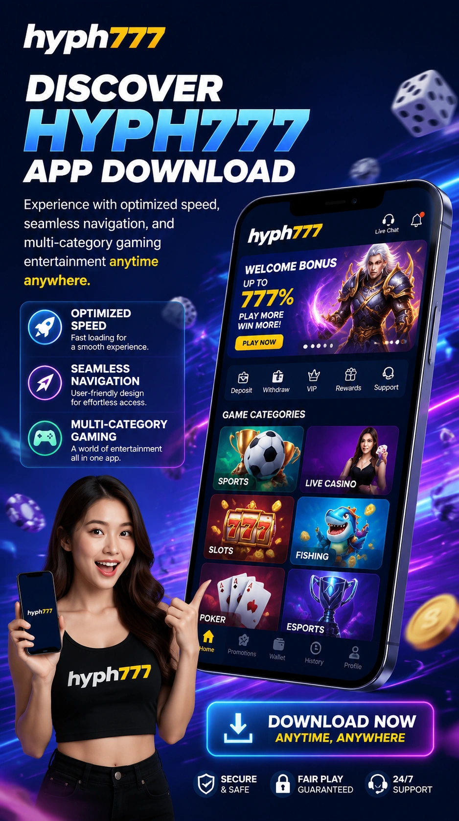 HYPH777 support image for mobile browsing and quick help